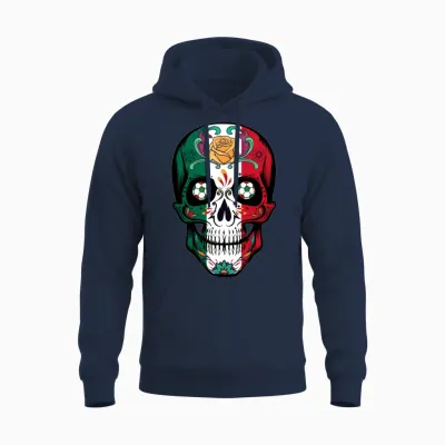 Soccer Skull Mexico Fan Unisex Hoodie - Navy