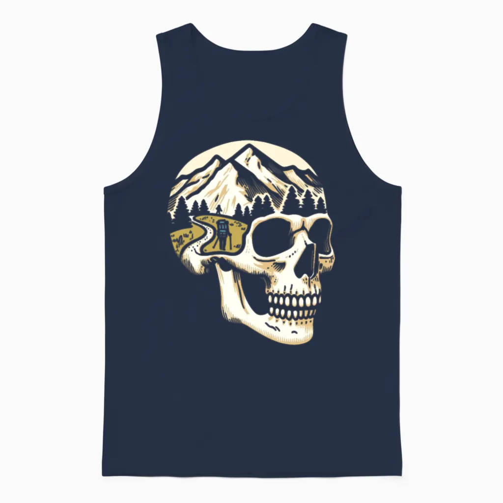 Hiking Hike Skull - & Outdoors Unisex Tank Top in Navy