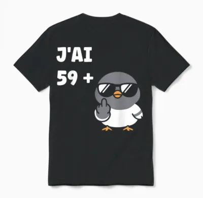 Blague J’ai 59 + 1 Drôle Anniversaire Pigeon Humour 60 Ans Unisex T-Shirt - Black