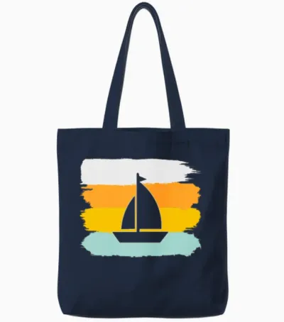 Sailing Retro Tote Bags - Navy