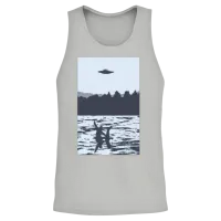 Ufo Over Bigfoot Riding on Nessie Lochness Monster Unisex Tank Top - Ash – 2