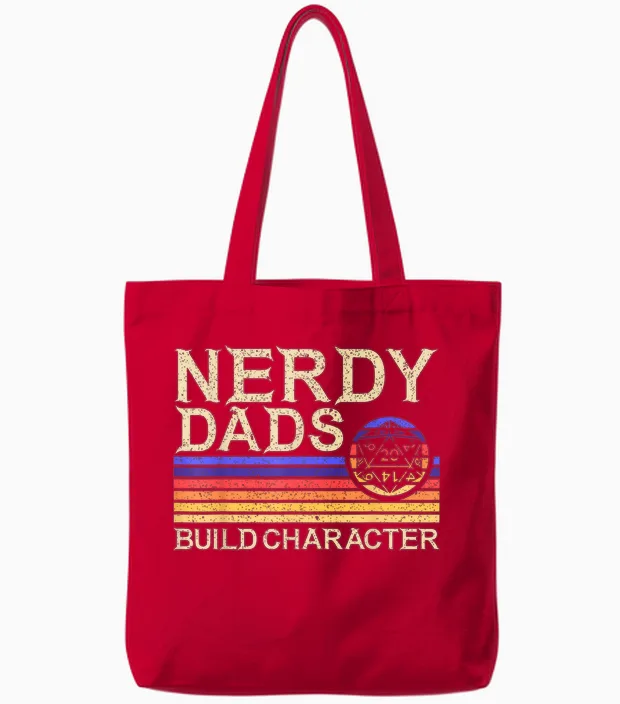 Nerdy Dad Rpg Gaming D20 Tabletop Games Funny Rpg Gamer Tote Bags in Red