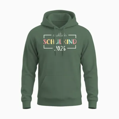 Kinder Schule Erstklässler Einschulung - Endlich Schulkind 2026 Unisex Hoodie - Military Green