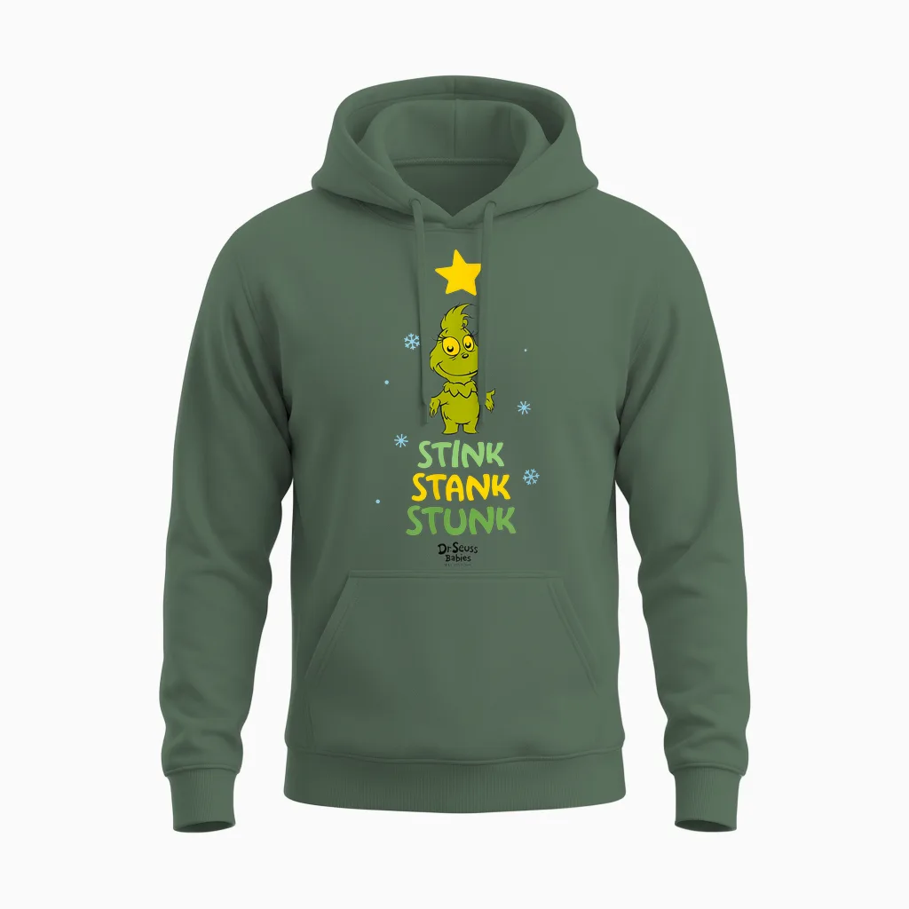 Dr.seuss Baby Grinch Stink Stank Stunk Officially Licensed Unisex Hoodie in Military Green