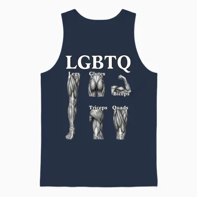 Lgbtq Legs Glutes Biceps Triceps Quads Funny Gym Lover Unisex Tank Top - Navy