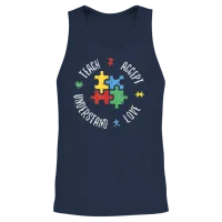 Autism Awareness Teacher Shirt Teach Accept Unisex Tank Top - Navy – 2