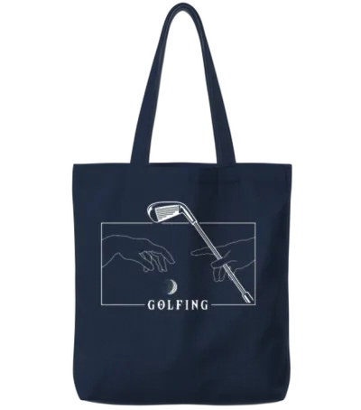 Michelangelo Creation of Adam Golfing Player Pro Tote Bags - Navy
