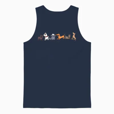 Six Pack of Dogs Cartoon Dog Unisex Tank Top - Navy