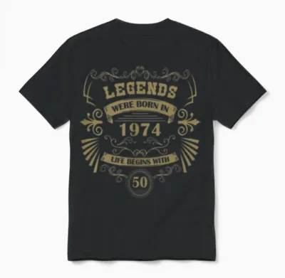 50th Birthday Vintage 1974 Vintage Western Unisex T-Shirt - Black