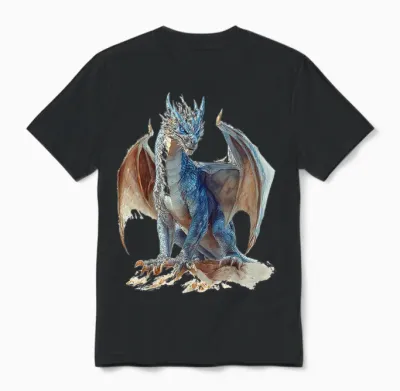 Drake Dragon Mythical Illustration Drake Dragon T-Shirt, White, S Unisex T-Shirt - Black