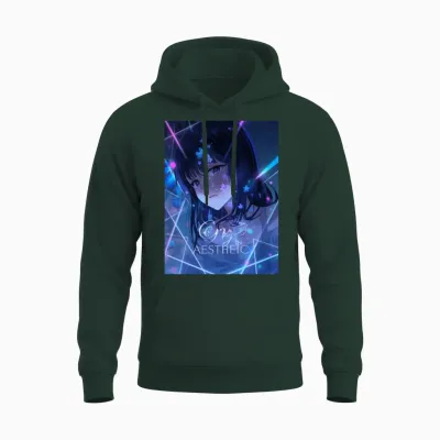 Anime Girl Cry in Neon Aesthetic Unisex Hoodie - Forest