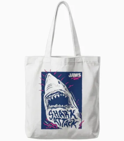 Jaws Shark Attack Tote Bags - White