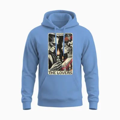 Halloween the Lovers Tarot Card Frankenstein Bride Men Women Unisex Hoodie - Carolina Blue