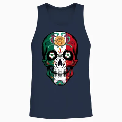 Soccer Skull Mexico Fan Unisex Tank Top - Navy