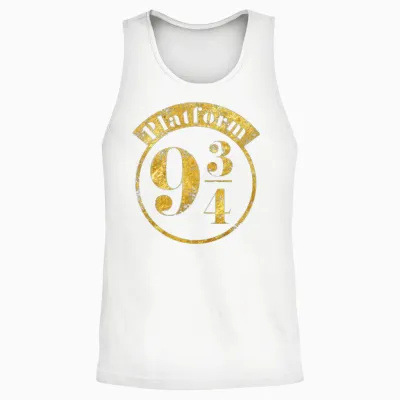 Harry Potter Platform 9 3/4 Gold Unisex Tank Top - White