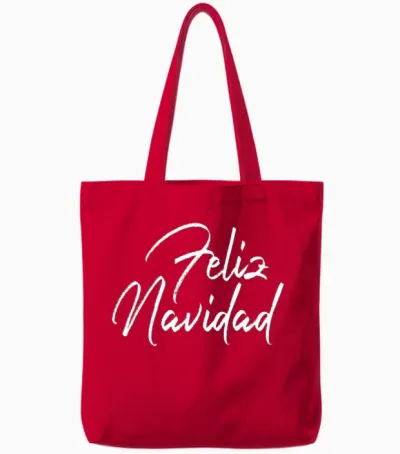 Feliz Navidad Retro 70s Tote Bags - Red