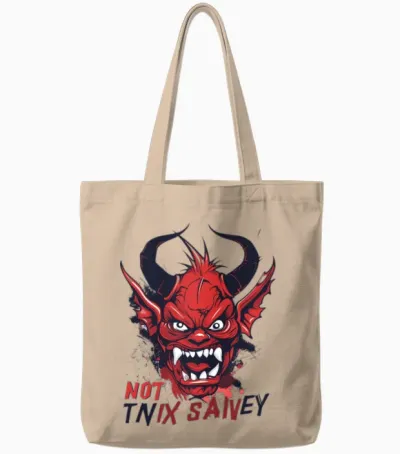 Funny, Not Today, Satan Tote Bags - Natural