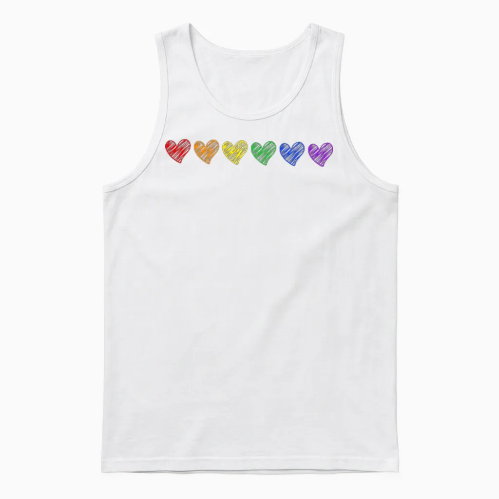 Winzige Regenbogenherzen Subtile Pride Month Flagge Lgbt Gay Rights Unisex Tank Top in White