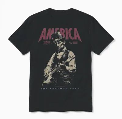 Abraham Lincoln Playing Guitar 4th July 250th Anniversary Unisex T-Shirt - Black