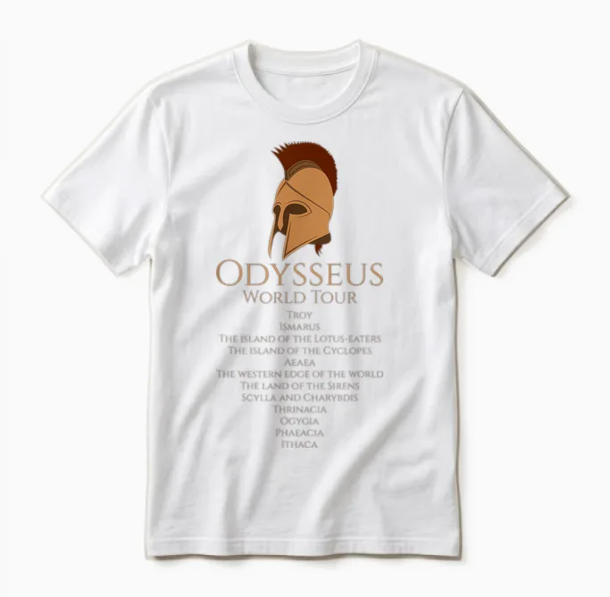 Odysseus World Tour - Ancient Greek Epic Mythlogy Unisex T-Shirt in White