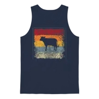 Cow Retro — Farm & Country Gift Unisex Tank Top - Navy – 1
