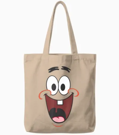 Spongebob Squarepants Patrick Big Face Smile Tote Bags - Natural