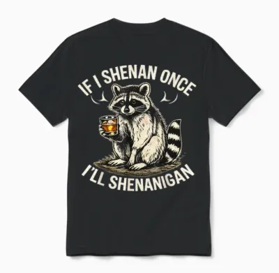 Raccoon if I Shenan Once I'll Shenanigan Funny Unisex T-Shirt - Black