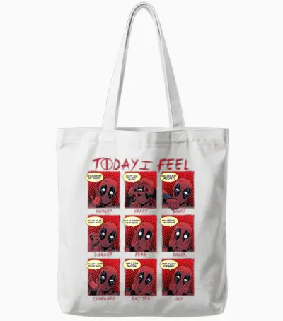 Marvel Deadpool Today I Feel Panels T-Shirt Small Tote Bags - White