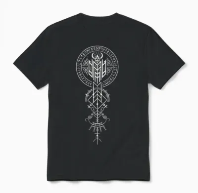 Walhalla Odin Helm Runen Nordischer Kompass Wikinger Unisex T-Shirt - Black