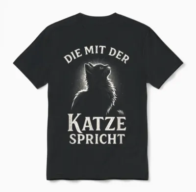 Die Mit Der Katze Spricht - Katzen Spruch Unisex T-Shirt - Black