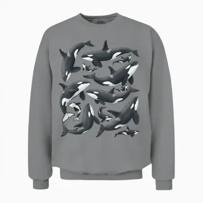 ästhetische Orca-Wale Kunst Ozean Meeresleben Meer Unisex Sweatshirt - Sport Grey