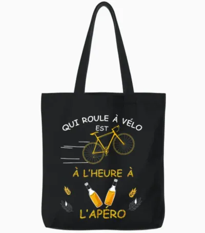 Bike Man or Woman Apero Cycling Cool Humour Dad Grandpa Tote Bags - Black
