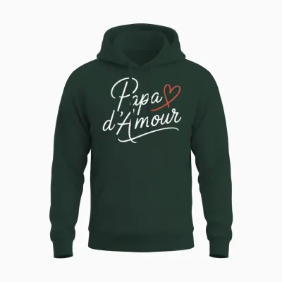 Papa D'amour - Gift Man Humour Party Father Birthday T-Shirt, Black, S Unisex Hoodie - Forest