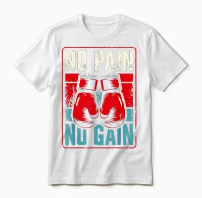 No Pain No Gain Idea Boxing T-Shirt, Black, S Unisex T-Shirt - White