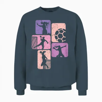 Handball Retro Handball Player Girls T-Shirt, Black Unisex Sweatshirt - Dark Heather
