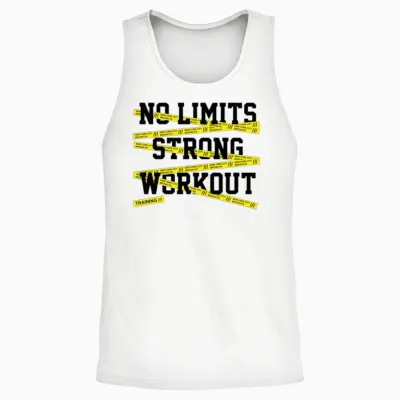 No Limits Strong Workout Unisex Tank Top - White