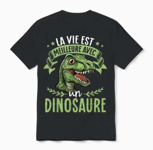 Je M'en Fous Je Suis Un Dinosaure - Cute Dinosaur T-Shirt, Black, S Unisex T-Shirt - Black