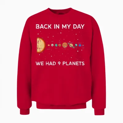 Back in My Day We Had 9 Planets Funny Galaxy Space Men Women Unisex Sweatshirt - Red