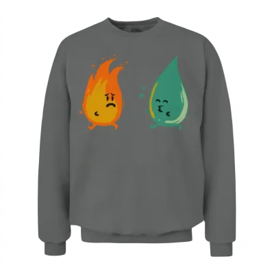 Impossible Love Fire and Water Kiss Funny Unisex Sweatshirt - Graphite Heather