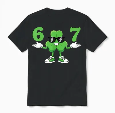 Funny Six Seven Saint St Patricks Day 67 Meme Boys Kids 6 7 Unisex T-Shirt - Black