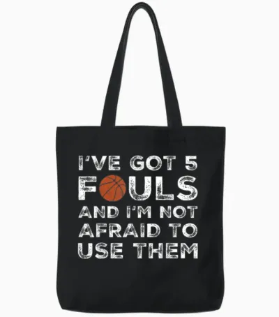 Funny Basketball Player - Hoops 5 Fouls Tote Bags - Black