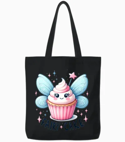 Funny Fairy Cake Tote Bags - Black