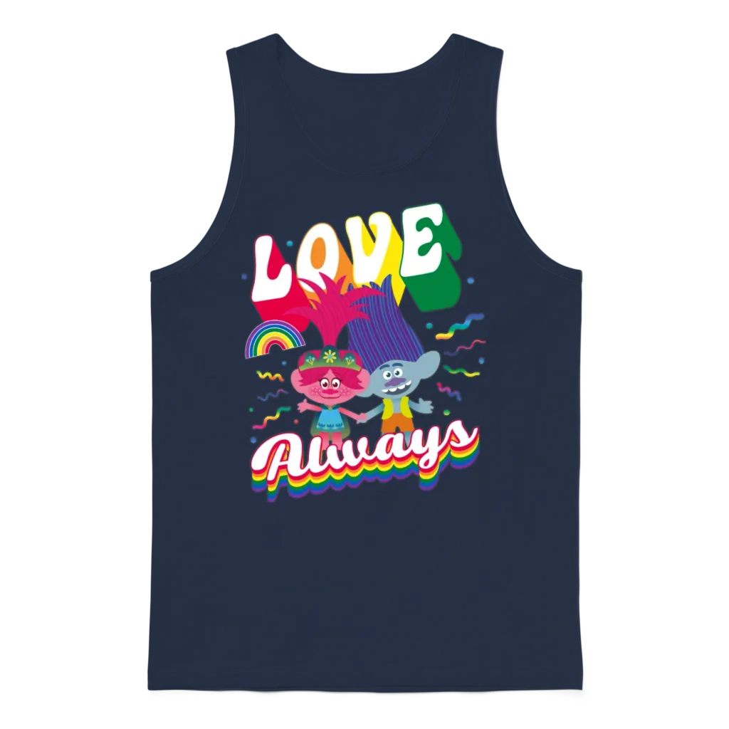 Trolls Love Always Rainbow Colours Unisex Tank Top - Navy