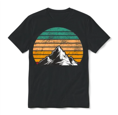 Retro Sunset Mountain for Adventurers Unisex T-Shirt - Black