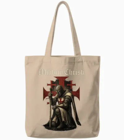 Militum Christi - Knight Templar Catholic Tote Bags - Natural