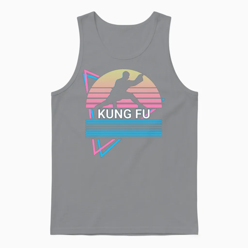 Kung Fu Retro Unisex Tank Top in Sport Grey