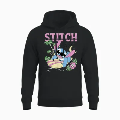 Disney Lilo & Stitch Aloha Hawaiian Surf Poster T-Shirt, Gray Unisex Hoodie - Black