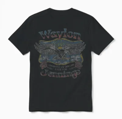 Waylon Jennings – Offizieller Merchandise-Artikel – Dreaming My Dreams Unisex T-Shirt - Black