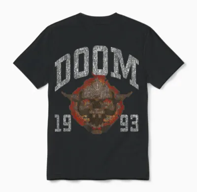 Ripple Junction X Doom 1993 Lost Soul Pixelated Skull T-Shirt, Black Unisex T-Shirt - Black