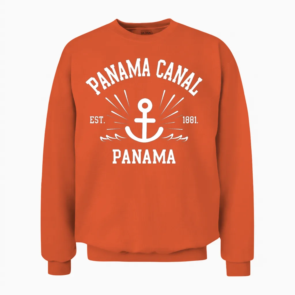 Panama Canal - Est 1881 Fun Gift Unisex Sweatshirt in Orange